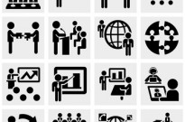 Businessman vector icons set on gray.