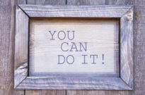 You can do it written on wooden frame, close-up